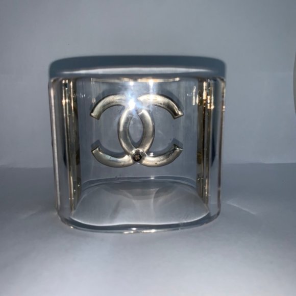 Chanel CC logo transparent Pearl hinged cuff - Picture 4 of 6